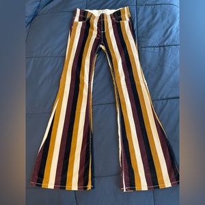 Free People Pull on Striped Corduroy Flares Sz 28